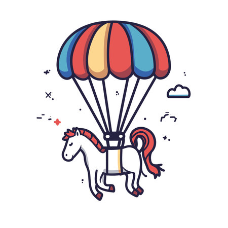 vector horse on parachute on white background .Generative AIのイラスト素材
