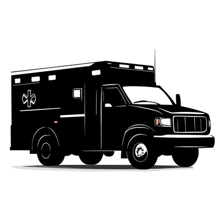 vector silhouette of ambulance car on white background .Generative AIのイラスト素材