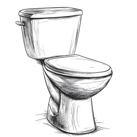 vector toilet bowl with simple lines on white background .Generative AIのイラスト素材