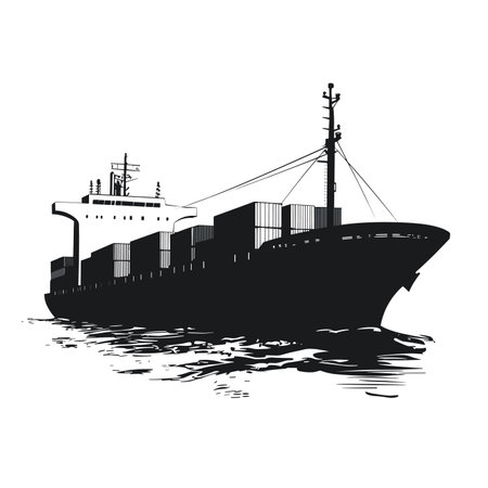 vector silhouette of a ship with containers on a white background .Generative AIのイラスト素材