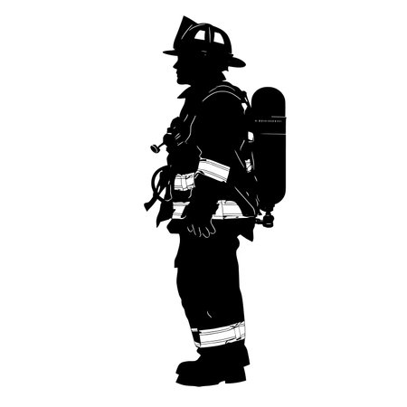 vector silhouette of a firefighter on a white background .Generative AIのイラスト素材