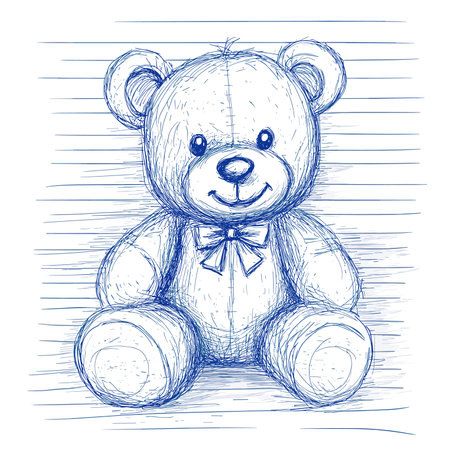 vector drawing simple bear on line background on white background .Generative AIのイラスト素材