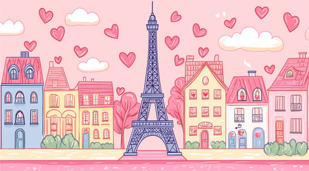 vector simple drawing eiffel tower paris .Generative AIのイラスト素材