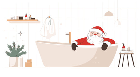 vector Santa Claus washes in the bathroom .Generative AIのイラスト素材