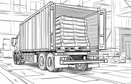 vector drawing of a truck standing on loading cargo .Generative AIのイラスト素材