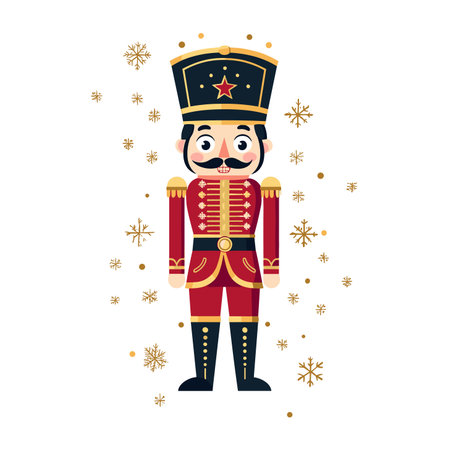 vector drawing new year toy old soldier on white background .Generative AI