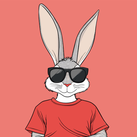 vector simple drawing hare in sunglasses .Generative AIのイラスト素材