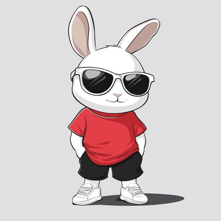 vector simple drawing hare in sunglasses .Generative AIのイラスト素材
