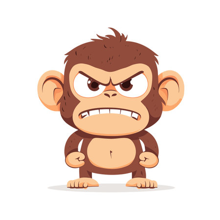 vector flat style angry monkey white background .Generative AI