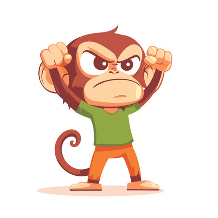 vector flat style angry monkey white background .Generative AI