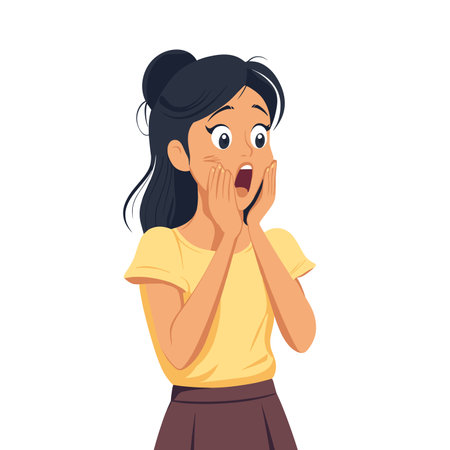 vector character girl with surprised face on white background .Generative AIのイラスト素材