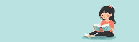 vector girl reading book .Generative AIのイラスト素材