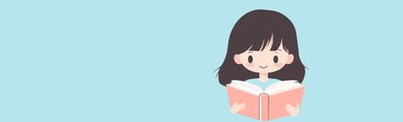 vector girl reading book .Generative AIのイラスト素材