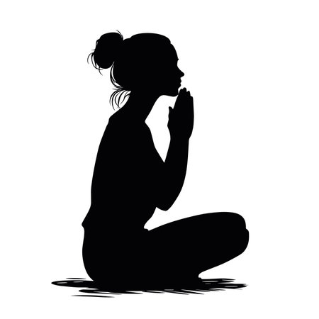 vector silhouette of a praying kneeling man on a white background .Generative AIのイラスト素材