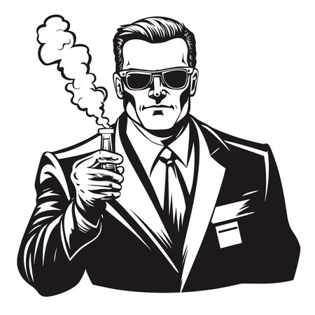 vector man smoking vape on white background .Generative AIのイラスト素材