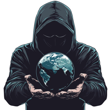 vector man holding earth in hands on white background .Generative AIのイラスト素材