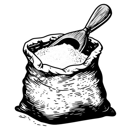 vector sketch bag of cereals sugar with a spatula on a white background .Generative AIのイラスト素材