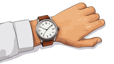 vector hand with watch on white background .Generative AIのイラスト素材