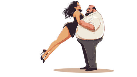 vector man dancing with woman on white background .Generative AIのイラスト素材