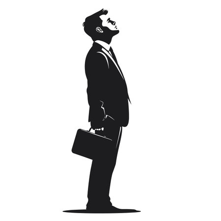 vector silhouette of a man in a suit with a briefcase on a white background .Generative AIのイラスト素材
