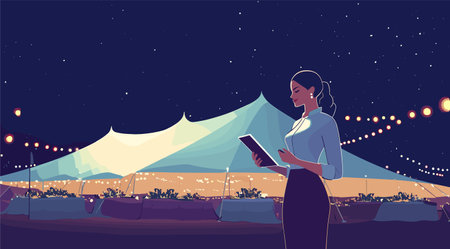 vector girl wedding organizer on wedding background. Generative AIのイラスト素材