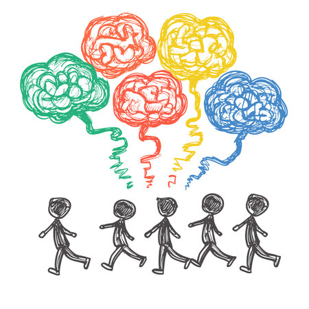 vector figures of running people in pencil children's drawing. . Generative AIのイラスト素材