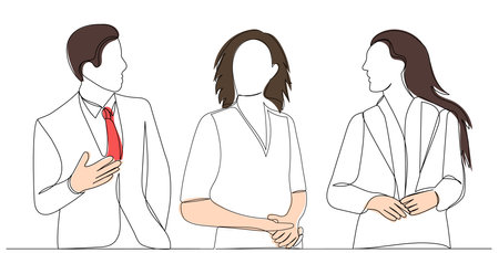 people communicate sketch continuous line drawing, vectorのイラスト素材