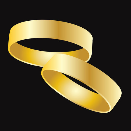 gold wedding rings on black background, vectorのイラスト素材
