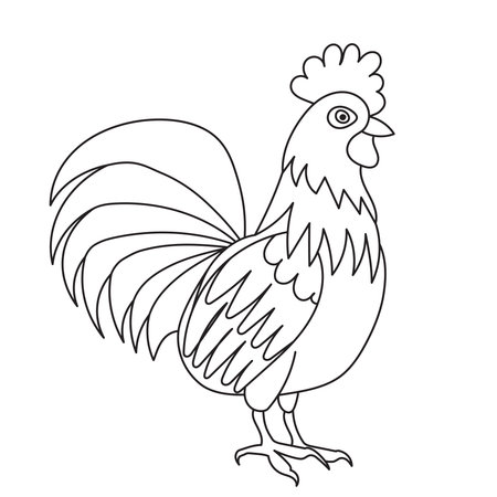 Rooster coloring page for kids. Vector illustration of a rooster.のイラスト素材