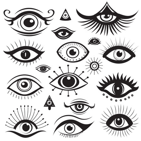 Set of eyes. Vector illustration. Isolated on white background.のイラスト素材