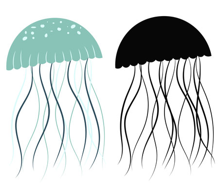 Jellyfish. Vector illustration isolated on a white background. Cartoon style.のイラスト素材
