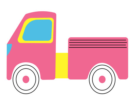 Vector illustration of a pink toy truck isolated on a white background.のイラスト素材