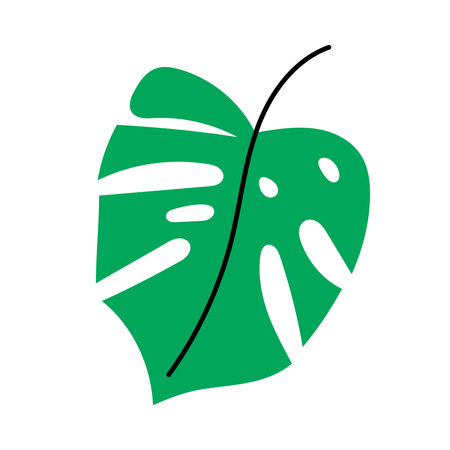 Monstera leaf icon. Flat color design. Vector Illustration.のイラスト素材