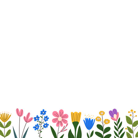 Floral frame on white background with place for text. Vector illustration.のイラスト素材