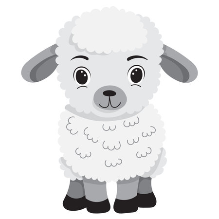Cute cartoon sheep. Vector illustration isolated on a white background.のイラスト素材