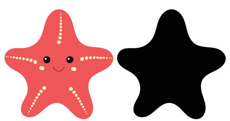 red starfish on white background, vectorのイラスト素材