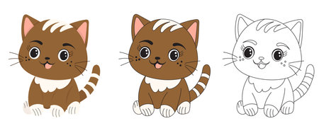 kitten coloring book isolated vectorのイラスト素材