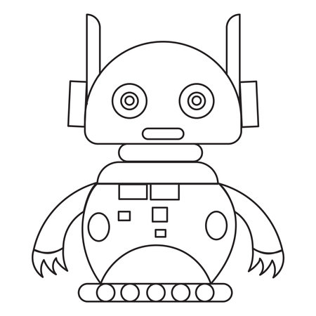 coloring book robot, android cartoon in doodle style on a white backgroundのイラスト素材
