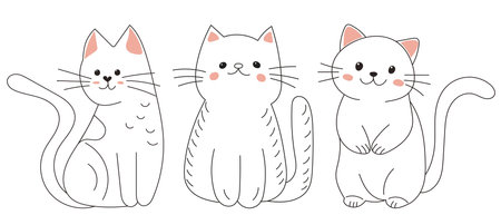 cats sketch set, collection in doodle style isolated vectorのイラスト素材