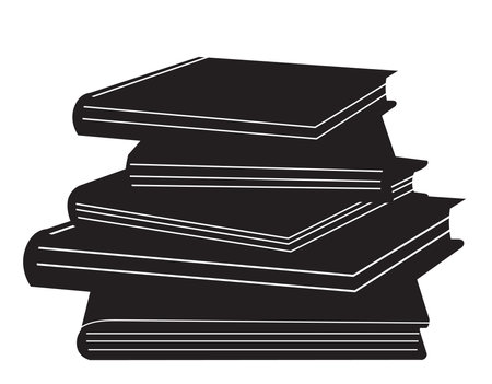 stack of books silhouette on white background isolated vectorのイラスト素材