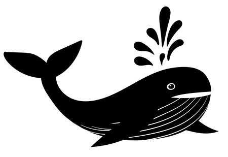 whale silhouette on white background isolated vectorのイラスト素材