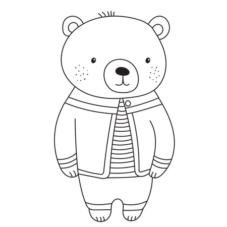bear character coloring book, vectorのイラスト素材