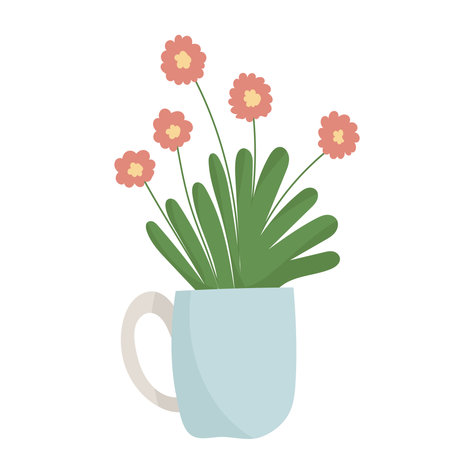 cute flowers in a vase isolated icon vector illustration desingのイラスト素材