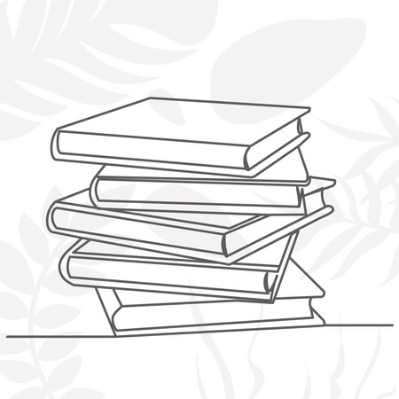 books continuous line drawing on white back ground vectorのイラスト素材