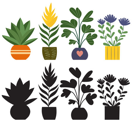 set of indoor plants in flat style isolated on white background vectorのイラスト素材