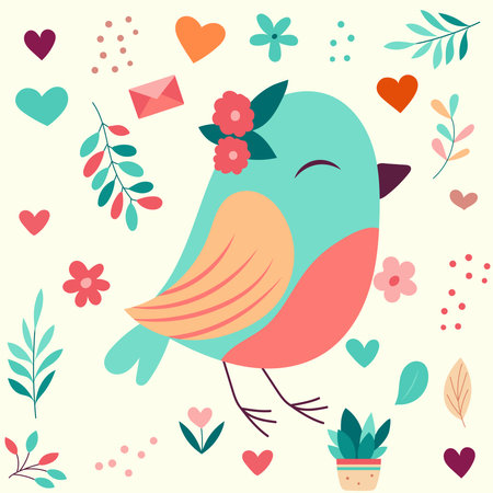 bird cartoon on white background vectorのイラスト素材