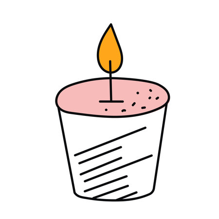 candle in doodle style on a white background, vectorのイラスト素材