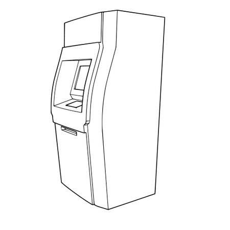 ATM machine line drawing on white background, vectorのイラスト素材