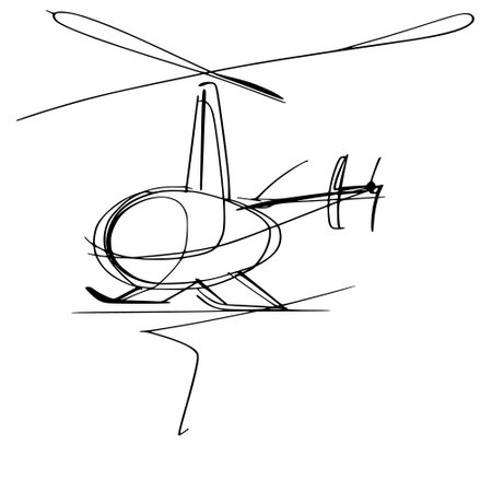 black line drawing on white background helicopter .Generative AIのイラスト素材