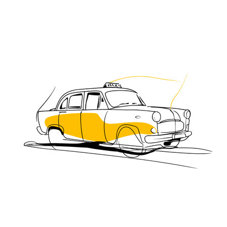 vector drawing yellow taxi car .Generative AIのイラスト素材